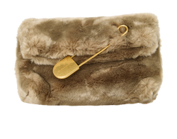 Medium Pin Clutch, Faux Fur, Beige, ITSAMSRL3335CAM, DB, 3*